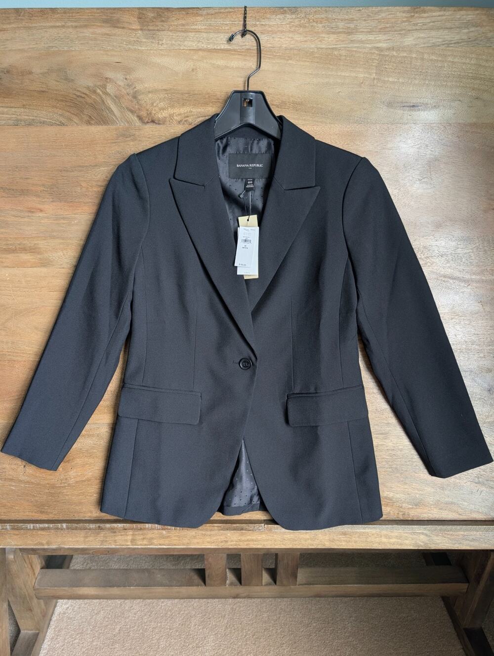 Banana Republic Sculpted Stretch Blazer Womens Petite 00 Black NWT